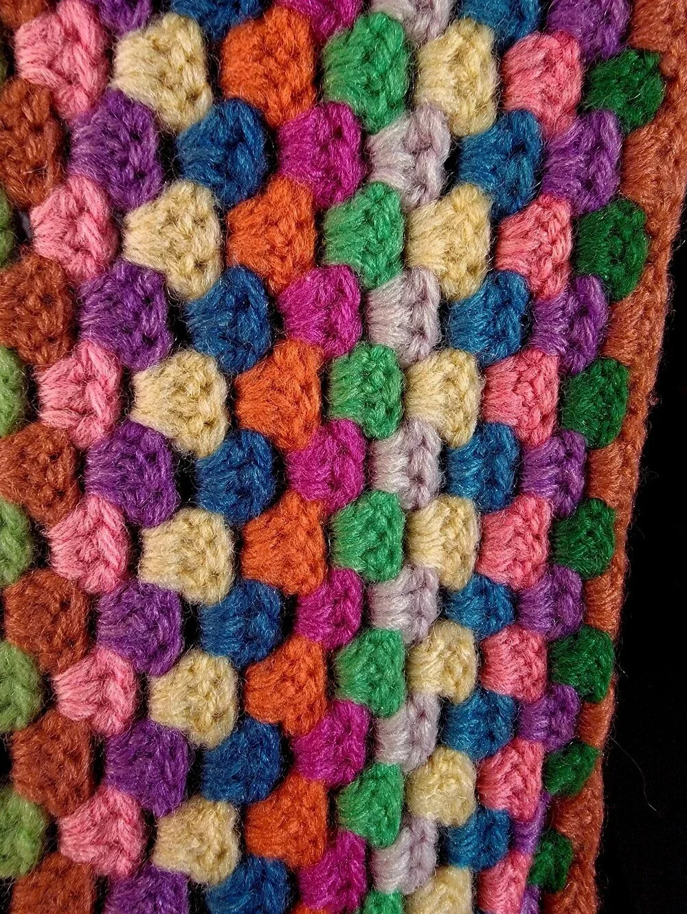 Vintage Crocheted Granny Square Afgan Blanket Beautiful Muted Colors 70x57